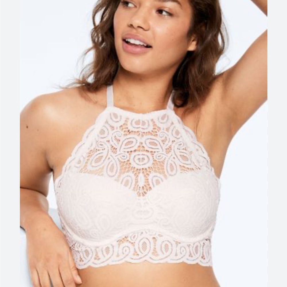 Victoria’s Secret Pink lace push up bralette XS coconut white
